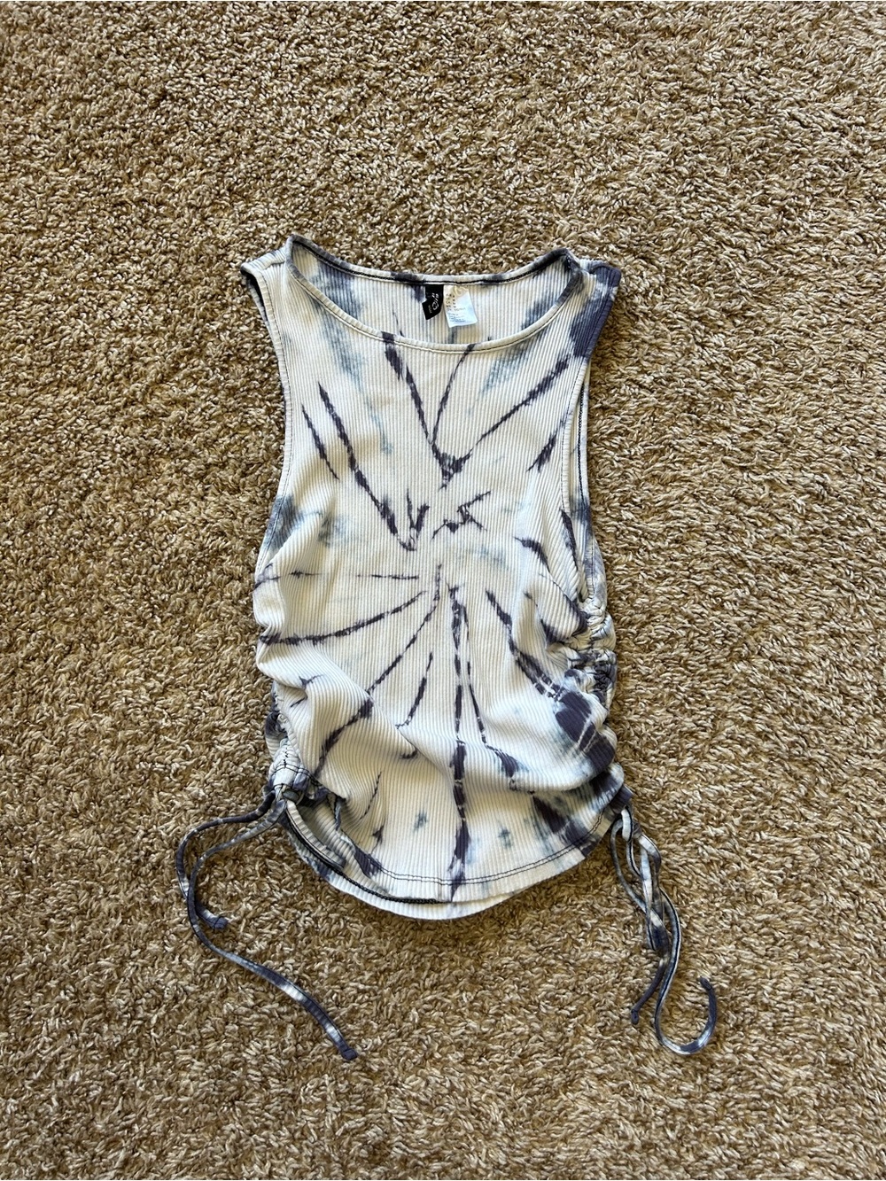 H&M Black and White Tie-Dye Ruched Tank